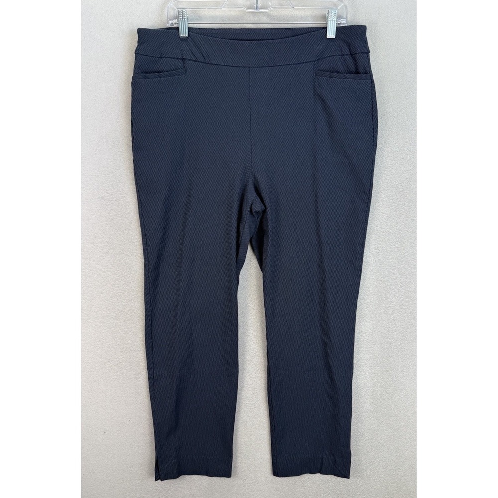 Chicos Women's Sz 2.5R (US 14)Blue Geometric PullOn Cropped Ankle Stretchy Pants